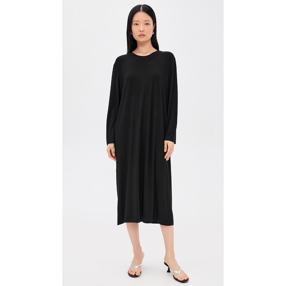 Norma Kamali Oversized Long Sleeve Dress in Black Size Small Minimalist Classic